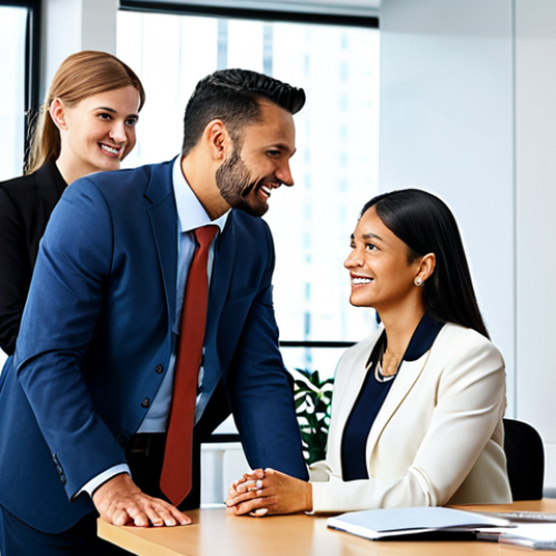 **

"A diverse group of people in professional attire are effectively communicating in a modern office setting. They are engaged in a meeting, actively listening and sharing ideas. The scene conveys teamwork, respect, and understanding. Bright and airy, photograph, professional, safe for work, appropriate content, fully clothed, perfect anatomy, natural proportions, family-friendly."

**