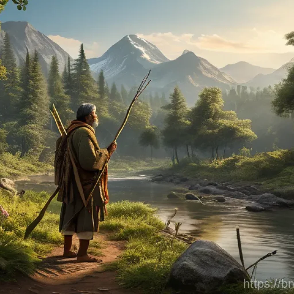 선택 기준 명확화 기법의 역사 - **Prompt for Ancient Era: "Survival and Simplicity"**
"A group of ancient humans, including adul...