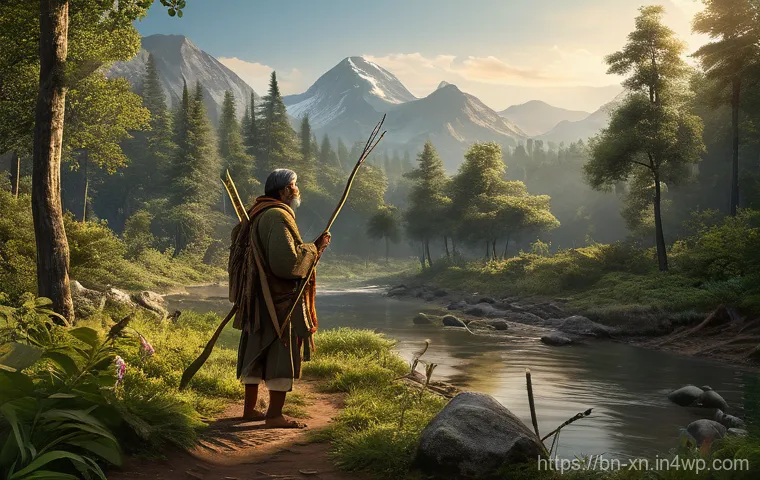 선택 기준 명확화 기법의 역사 - **Prompt for Ancient Era: "Survival and Simplicity"**
"A group of ancient humans, including adul...