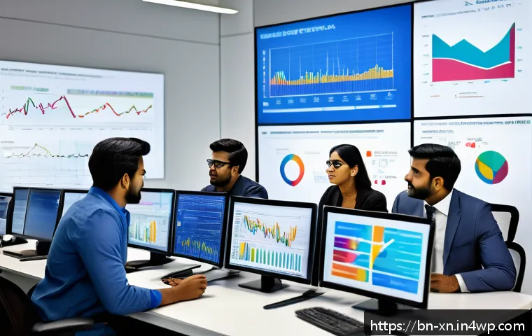 선택 기준 명확화 기법을 통한 비즈니스 분석 - A modern office scene showing a diverse team of Bengali business professionals analyzing market data...